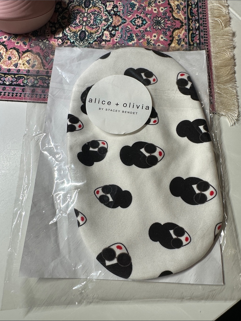 alice + olivia White and Black Face Mask with Sunglass Face Print